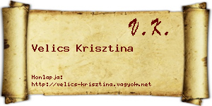 Velics Krisztina névjegykártya